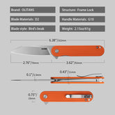 Rocket Wharncliffe Flipper Knife (2.76"-D2 Blade-G10)-G067